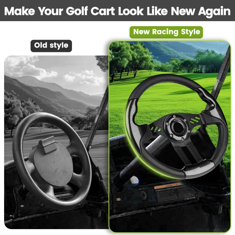MOSNAI Golf Cart EZGO Steering Wheel, Fit EZGO TXT RXV, Club Car DS Precedent Tempo, Yamaha G2-G29 Most Golf Cart, Universal Golf Cart Steering Wheel, Ergonomic Design, PVC Material - Image 4